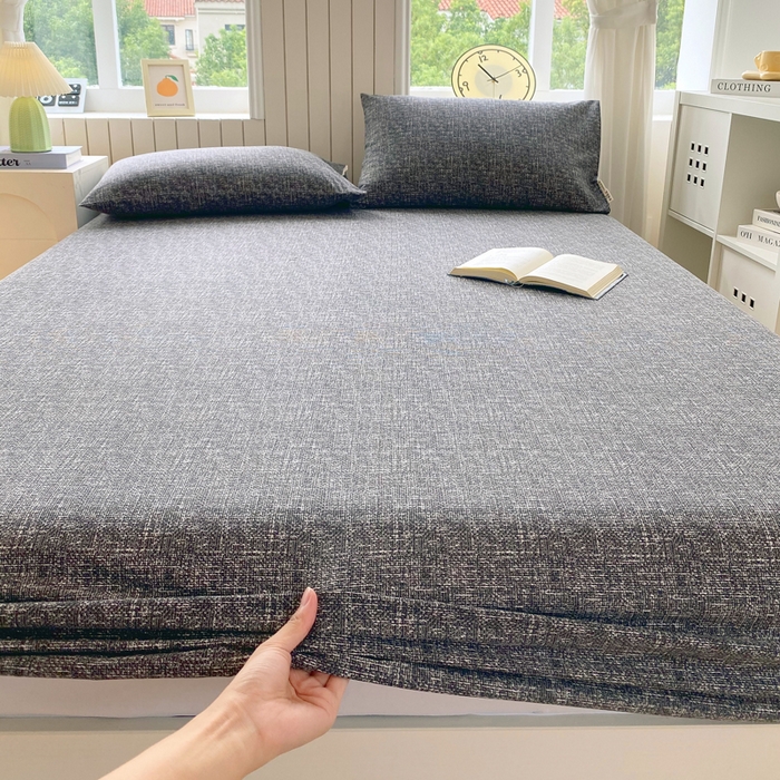 春皖家纺 2025新款原棉磨毛单床笠 床笠单件-风格一 知性灰