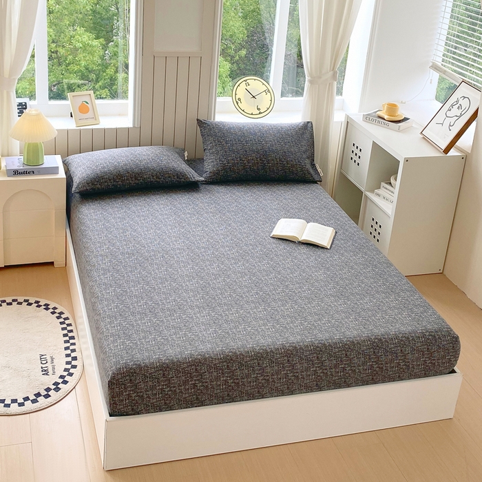 91家纺网 家纺一手货源 找家纺 春皖家纺 2025新款原棉磨毛单床笠 床笠单件-风格一 知性灰