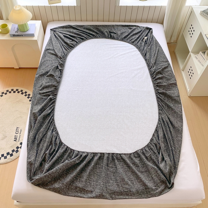 91家纺网 家纺一手货源 找家纺 春皖家纺 2025新款原棉磨毛单床笠 床笠单件-风格一 知性灰