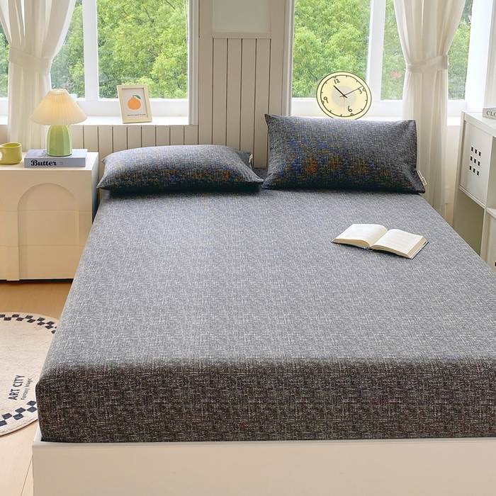 91家纺网 家纺一手货源 找家纺 春皖家纺 2025新款原棉磨毛单床笠 床笠单件-风格一 知性灰