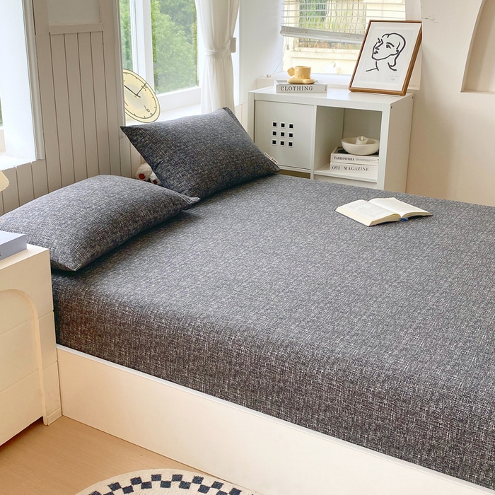 91家纺网 家纺一手货源 找家纺 春皖家纺 2025新款原棉磨毛单床笠 床笠单件-风格一 知性灰