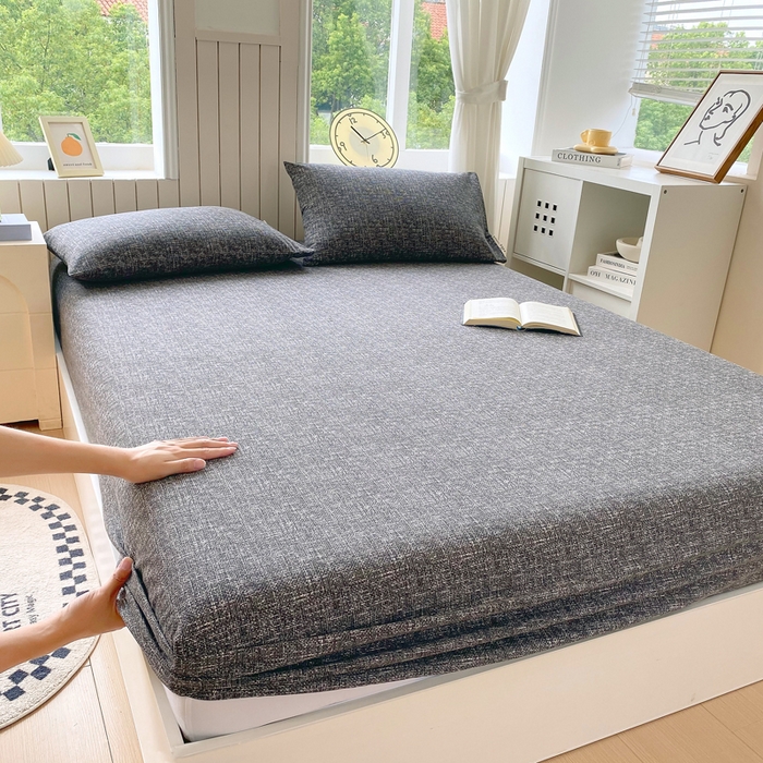 91家纺网 家纺一手货源 找家纺 春皖家纺 2025新款原棉磨毛单床笠 床笠单件-风格一 知性灰