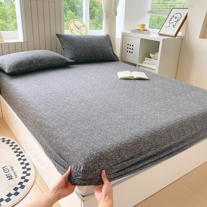 91家纺网 家纺一手货源 找家纺 春皖家纺 2025新款原棉磨毛单床笠 床笠单件-风格一 知性灰