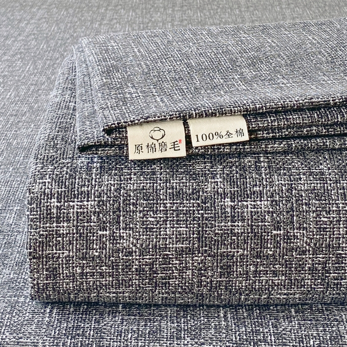 91家纺网 家纺一手货源 找家纺 春皖家纺 2025新款原棉磨毛单床笠 床笠单件-风格一 知性灰