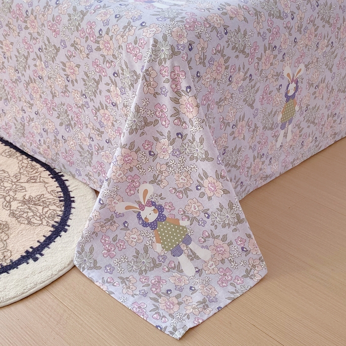 91家纺网 家纺一手货源 找家纺 春皖家纺 2025新款原棉磨毛单床单 床单单件-风格一 萌萌兔