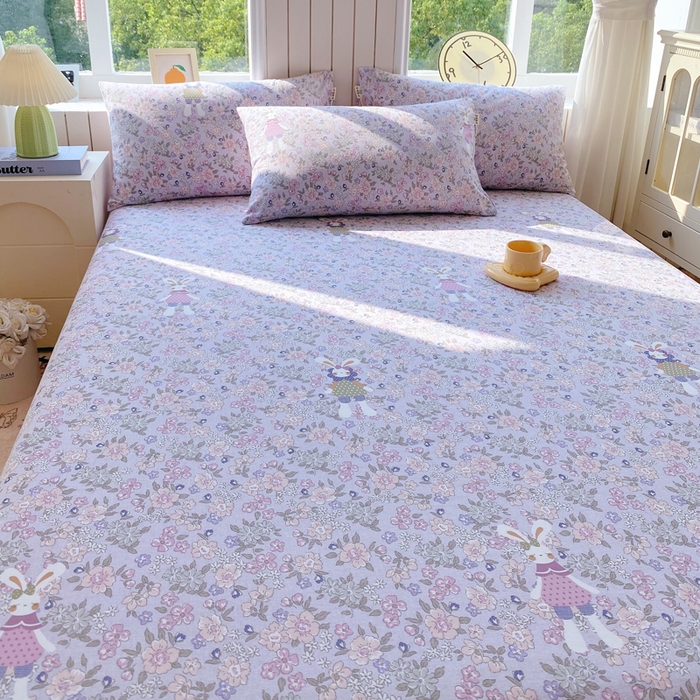 91家纺网 家纺一手货源 找家纺 春皖家纺 2025新款原棉磨毛单床单 床单单件-风格一 萌萌兔