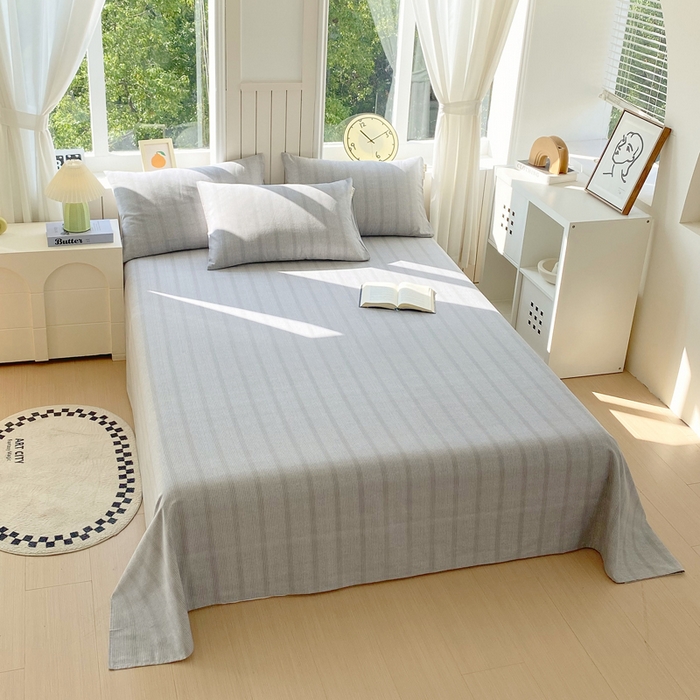 91家纺网 家纺一手货源 找家纺 春皖家纺 2025新款原棉磨毛单床单 床单单件-风格一 暮山灰