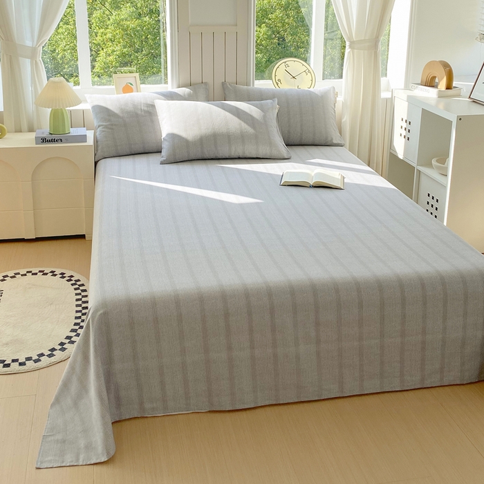 91家纺网 家纺一手货源 找家纺 春皖家纺 2025新款原棉磨毛单床单 床单单件-风格一 暮山灰