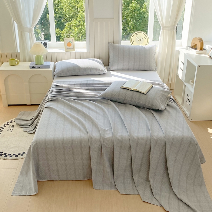 91家纺网 家纺一手货源 找家纺 春皖家纺 2025新款原棉磨毛单床单 床单单件-风格一 暮山灰