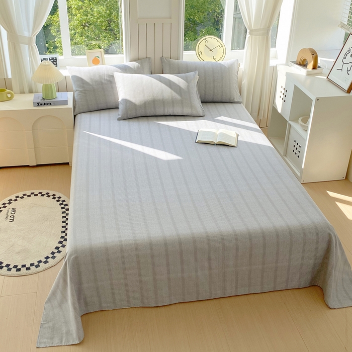 91家纺网 家纺一手货源 找家纺 春皖家纺 2025新款原棉磨毛单床单 床单单件-风格一 暮山灰