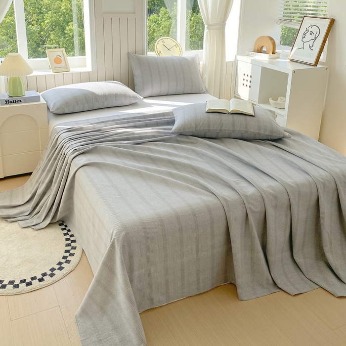 91家纺网 家纺一手货源 找家纺 春皖家纺 2025新款原棉磨毛单床单 床单单件-风格一 暮山灰