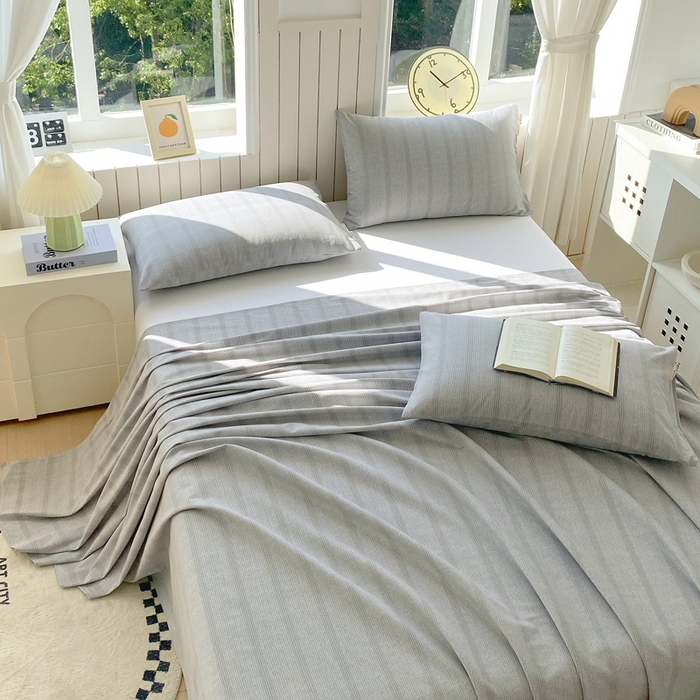 91家纺网 家纺一手货源 找家纺 春皖家纺 2025新款原棉磨毛单床单 床单单件-风格一 暮山灰