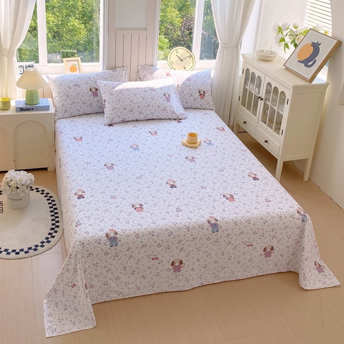 91家纺网 家纺一手货源 找家纺 春皖家纺 2025新款原棉磨毛单床单 床单单件-风格一 旺财