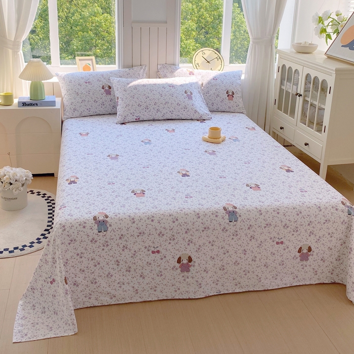 91家纺网 家纺一手货源 找家纺 春皖家纺 2025新款原棉磨毛单床单 床单单件-风格一 旺财