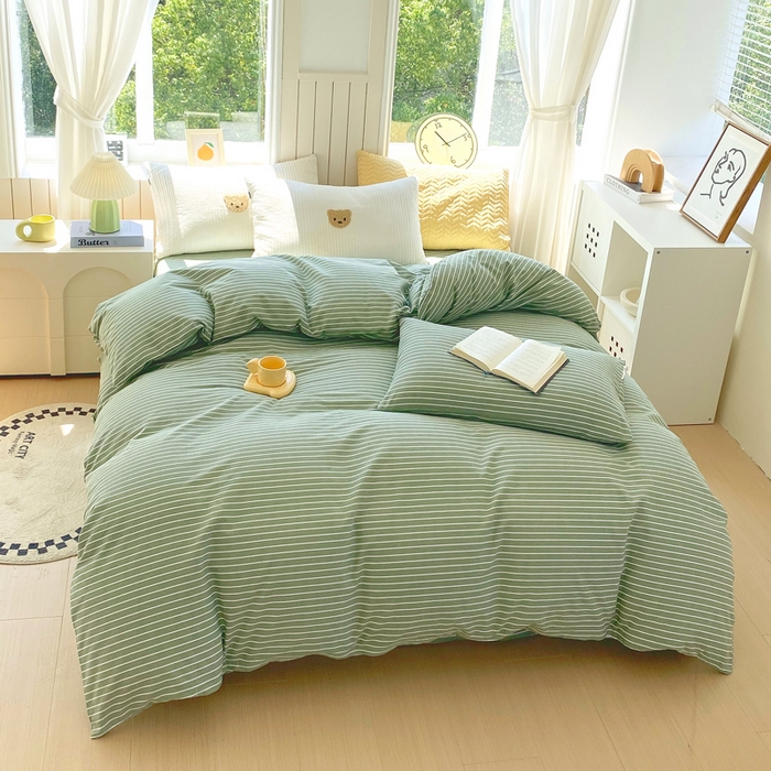 91家纺网 家纺一手货源 找家纺 春皖家纺 2025新款原棉磨毛单被套 被套单件-风格一 艾绿条