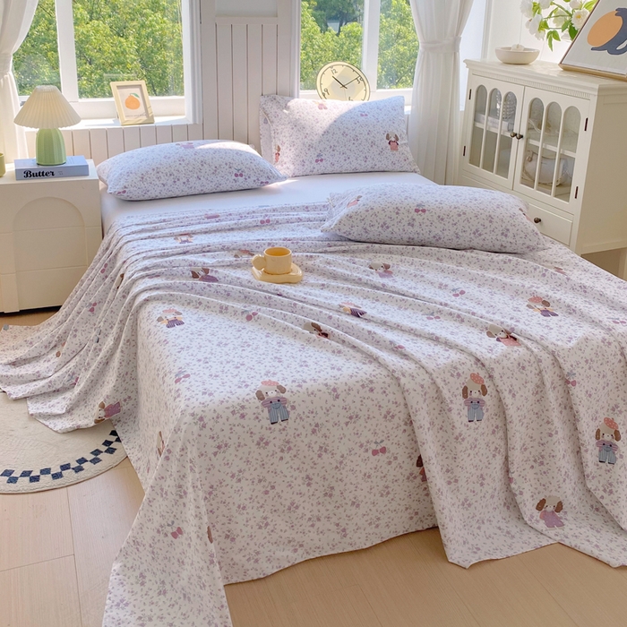 91家纺网 家纺一手货源 找家纺 春皖家纺 2025新款原棉磨毛单床单 床单单件-风格一 旺财