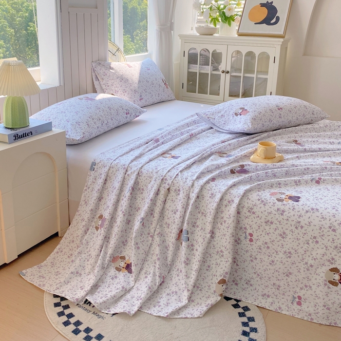 91家纺网 家纺一手货源 找家纺 春皖家纺 2025新款原棉磨毛单床单 床单单件-风格一 旺财