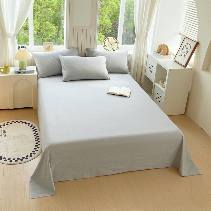 91家纺网 家纺一手货源 找家纺 春皖家纺 2025新款原棉磨毛单床单 床单单件-风格一 雾灰细语