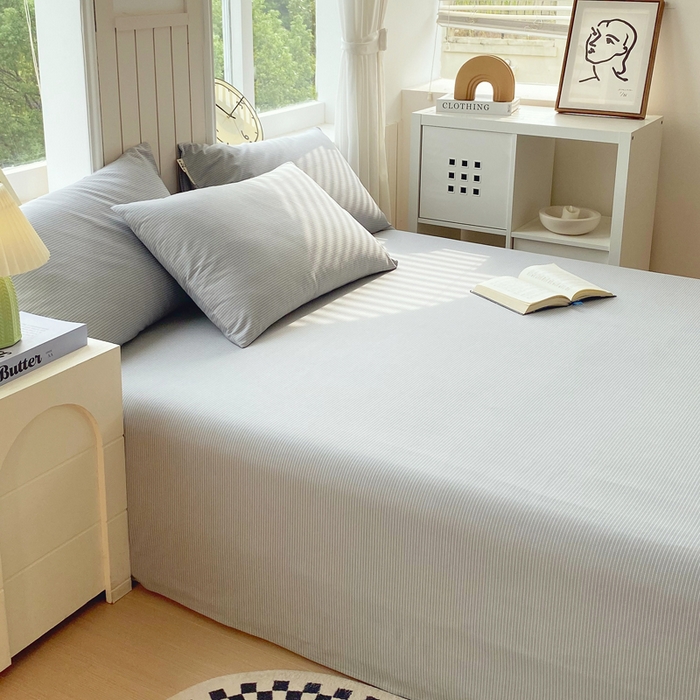 91家纺网 家纺一手货源 找家纺 春皖家纺 2025新款原棉磨毛单床单 床单单件-风格一 雾灰细语