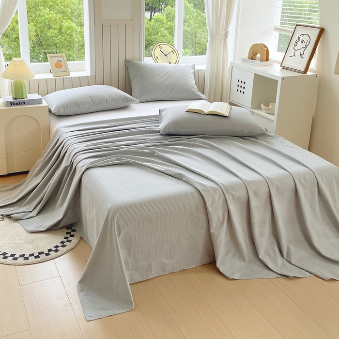 91家纺网 家纺一手货源 找家纺 春皖家纺 2025新款原棉磨毛单床单 床单单件-风格一 雾灰细语