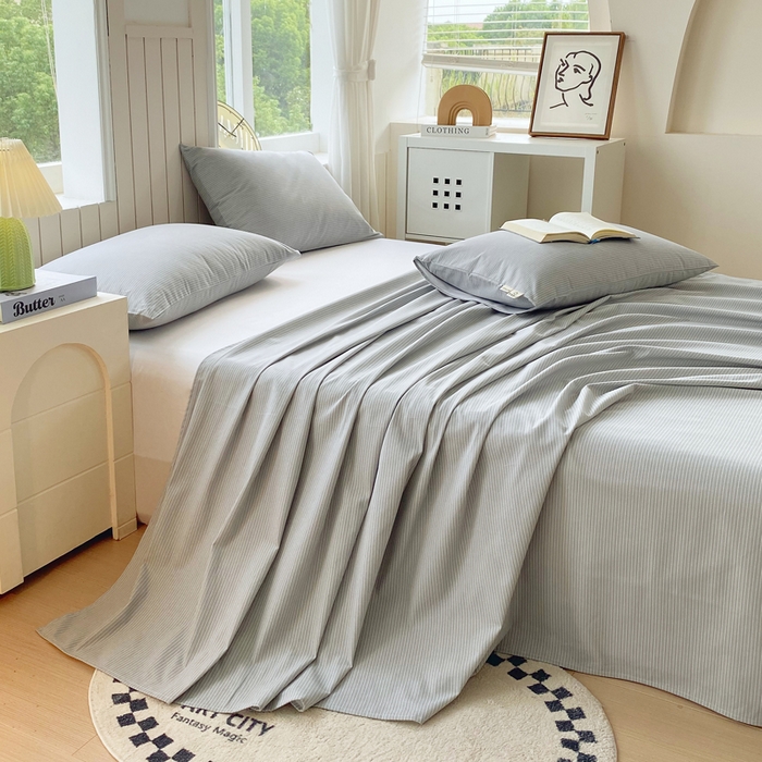 91家纺网 家纺一手货源 找家纺 春皖家纺 2025新款原棉磨毛单床单 床单单件-风格一 雾灰细语