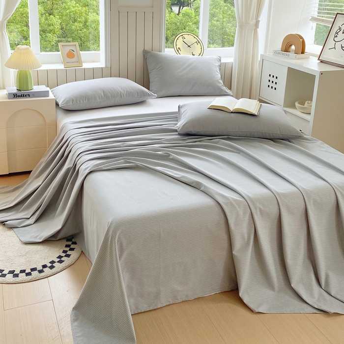 91家纺网 家纺一手货源 找家纺 春皖家纺 2025新款原棉磨毛单床单 床单单件-风格一 雾灰细语