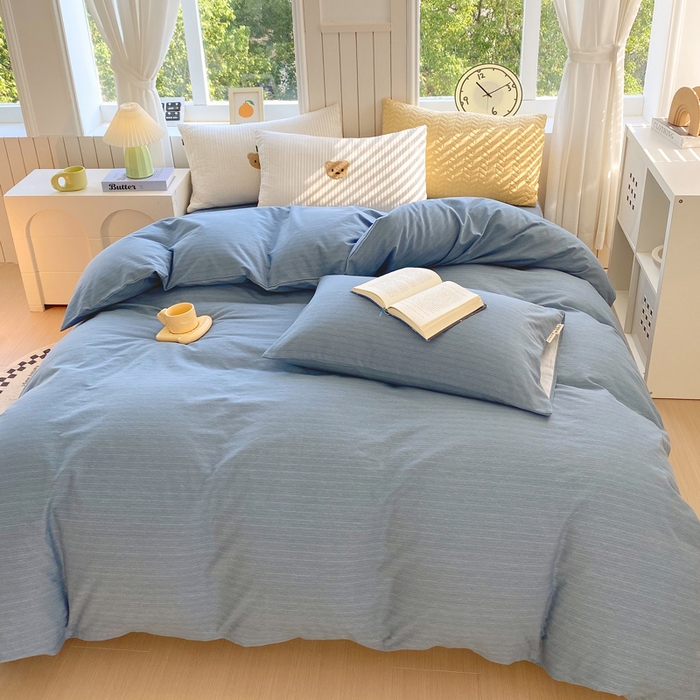 91家纺网 家纺一手货源 找家纺 春皖家纺 2025新款原棉磨毛单被套 被套单件-风格一 柏林蓝