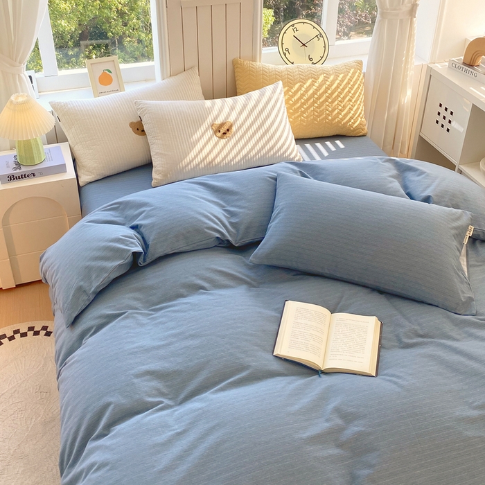 91家纺网 家纺一手货源 找家纺 春皖家纺 2025新款原棉磨毛单被套 被套单件-风格一 柏林蓝