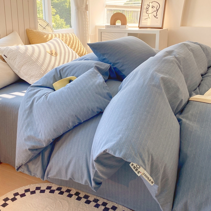 91家纺网 家纺一手货源 找家纺 春皖家纺 2025新款原棉磨毛单被套 被套单件-风格一 柏林蓝