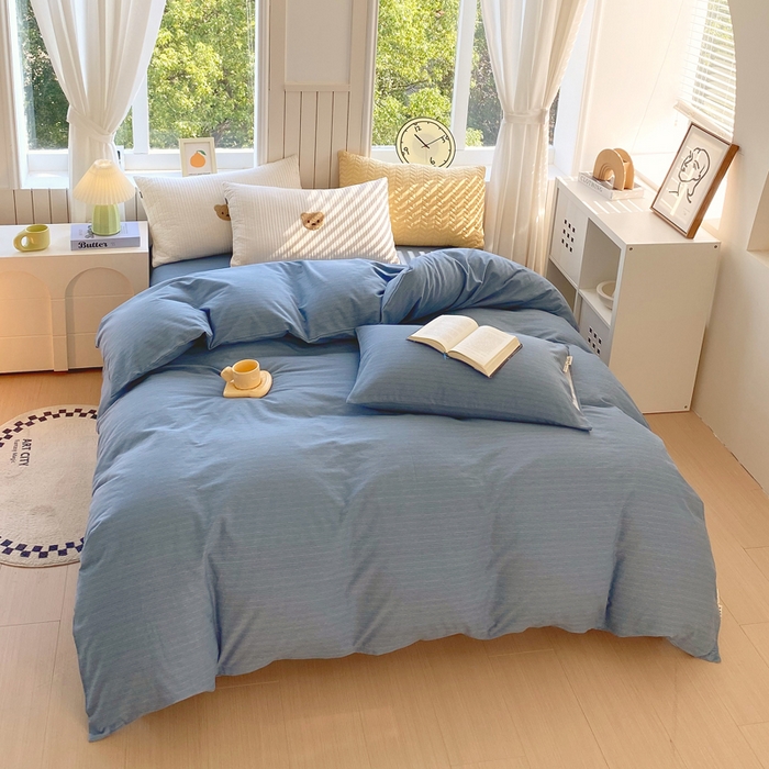 91家纺网 家纺一手货源 找家纺 春皖家纺 2025新款原棉磨毛单被套 被套单件-风格一 柏林蓝