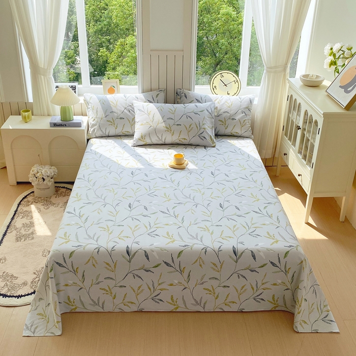 春皖家纺 2025新款原棉磨毛单床单 床单单件-风格一 叶晴川