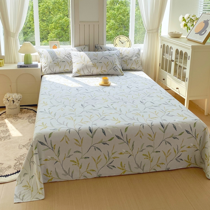 91家纺网 家纺一手货源 找家纺 春皖家纺 2025新款原棉磨毛单床单 床单单件-风格一 叶晴川