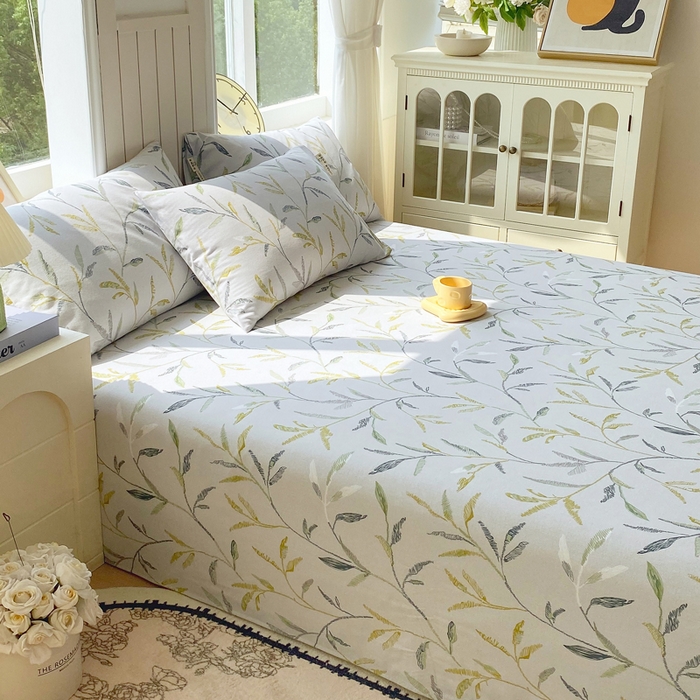 91家纺网 家纺一手货源 找家纺 春皖家纺 2025新款原棉磨毛单床单 床单单件-风格一 叶晴川