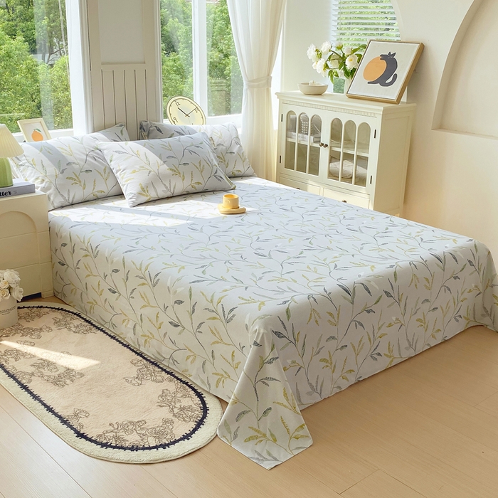 91家纺网 家纺一手货源 找家纺 春皖家纺 2025新款原棉磨毛单床单 床单单件-风格一 叶晴川