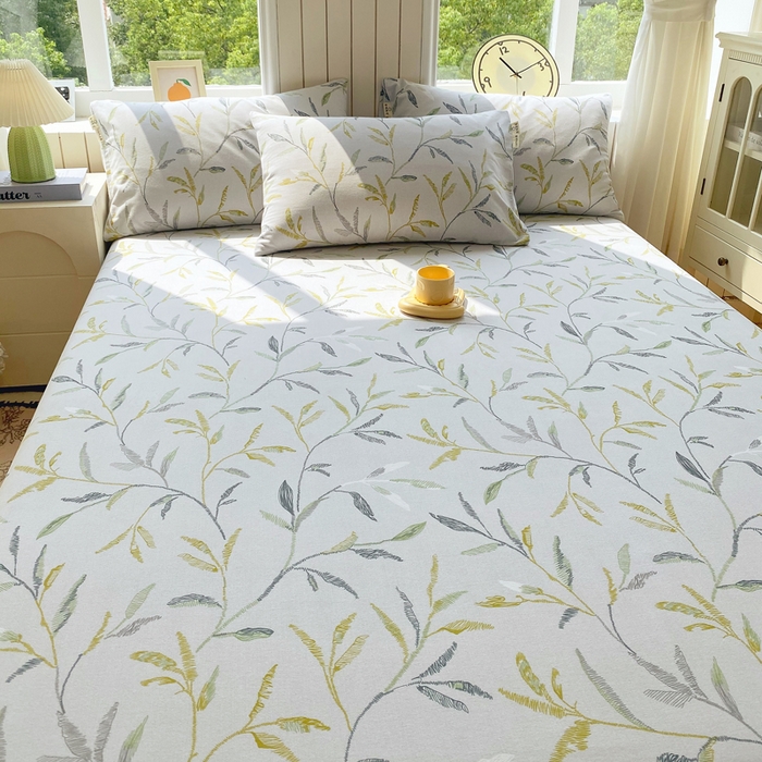 91家纺网 家纺一手货源 找家纺 春皖家纺 2025新款原棉磨毛单床单 床单单件-风格一 叶晴川