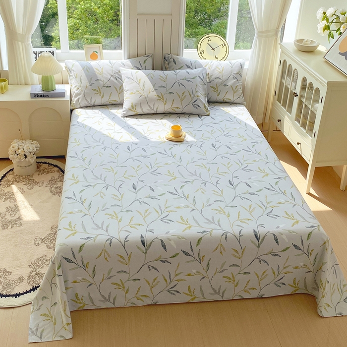 91家纺网 家纺一手货源 找家纺 春皖家纺 2025新款原棉磨毛单床单 床单单件-风格一 叶晴川