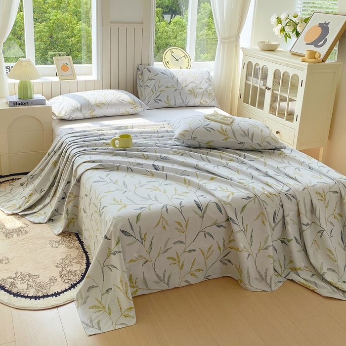 91家纺网 家纺一手货源 找家纺 春皖家纺 2025新款原棉磨毛单床单 床单单件-风格一 叶晴川