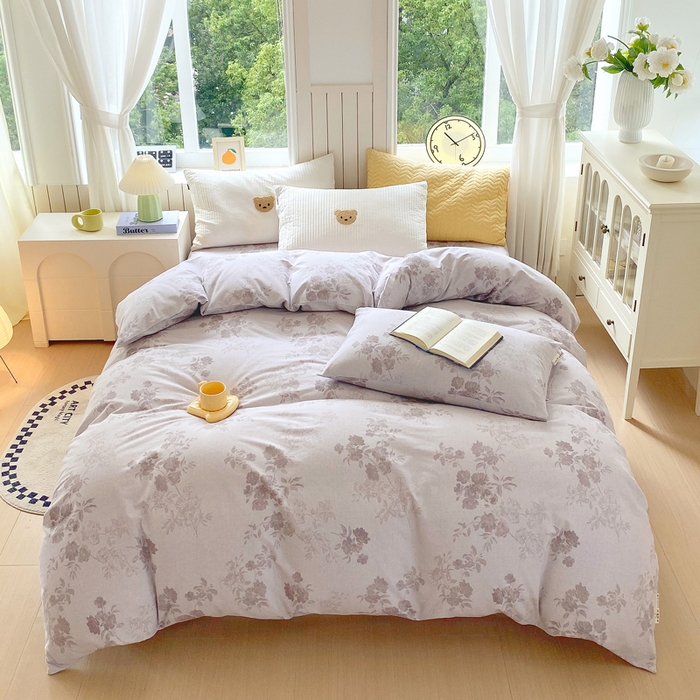 春皖家纺 2026新款原棉磨毛单被套 被套单件-风格一 花庭悦舞