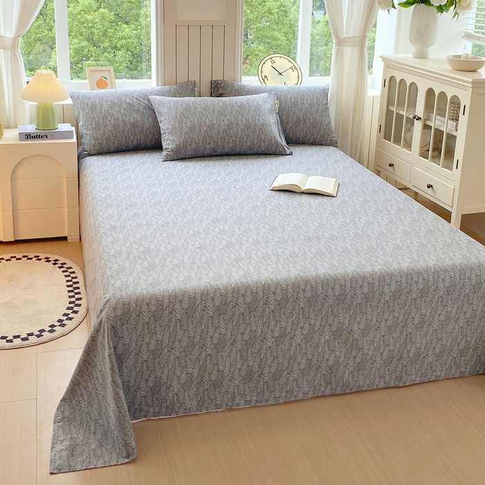 91家纺网 家纺一手货源 找家纺 春皖家纺 2025新款原棉磨毛单床单 床单单件-风格一 叶相思