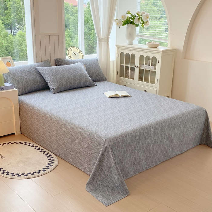 91家纺网 家纺一手货源 找家纺 春皖家纺 2025新款原棉磨毛单床单 床单单件-风格一 叶相思