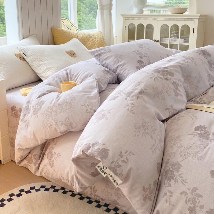 91家纺网 家纺一手货源 找家纺 春皖家纺 2026新款原棉磨毛单被套 被套单件-风格一 花庭悦舞