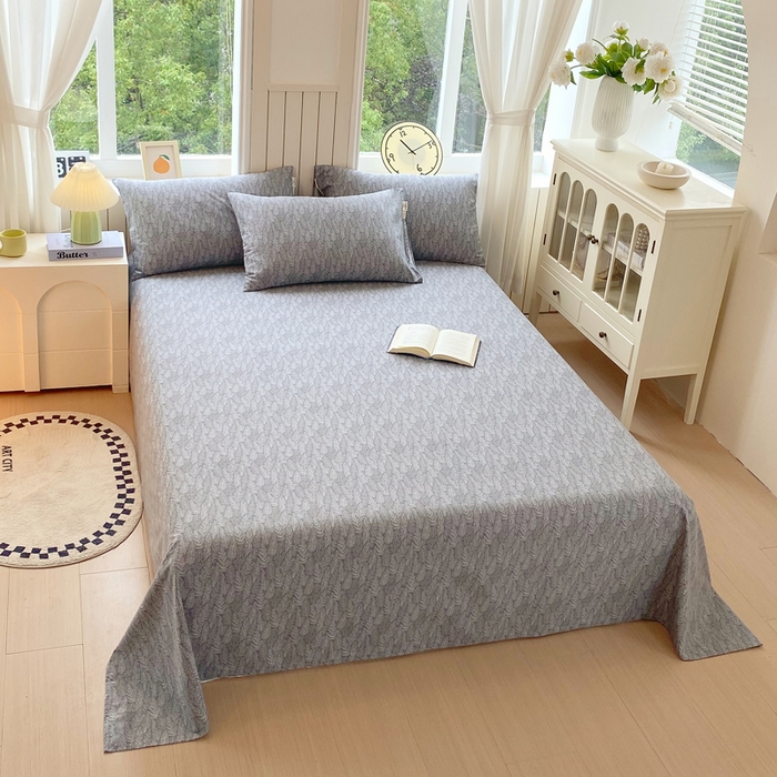 91家纺网 家纺一手货源 找家纺 春皖家纺 2025新款原棉磨毛单床单 床单单件-风格一 叶相思