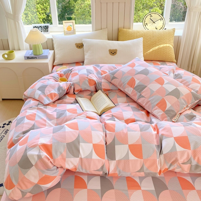 91家纺网 家纺一手货源 找家纺 春皖家纺 2025新款原棉磨毛单被套 被套单件-风格一 几何梦