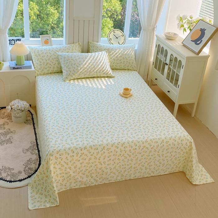 91家纺网 家纺一手货源 找家纺 春皖家纺 2025新款原棉磨毛单床单 床单单件-风格一 知春意