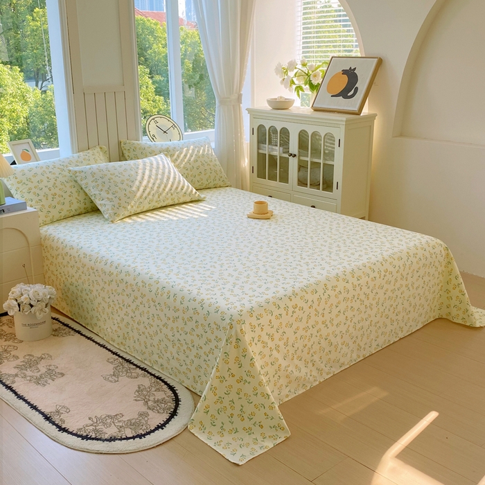 91家纺网 家纺一手货源 找家纺 春皖家纺 2025新款原棉磨毛单床单 床单单件-风格一 知春意