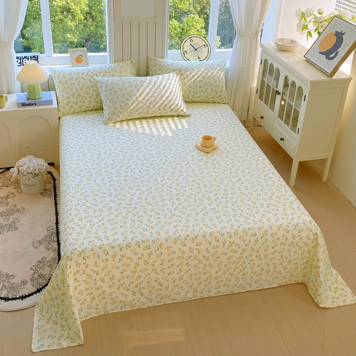 91家纺网 家纺一手货源 找家纺 春皖家纺 2025新款原棉磨毛单床单 床单单件-风格一 知春意