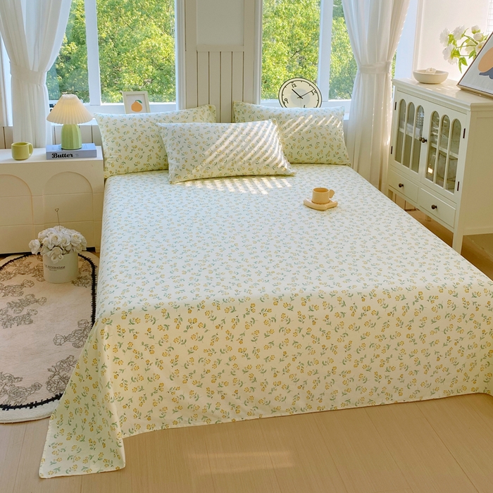 91家纺网 家纺一手货源 找家纺 春皖家纺 2025新款原棉磨毛单床单 床单单件-风格一 知春意