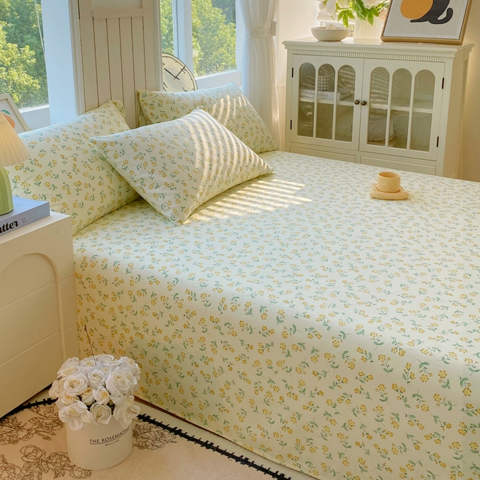 91家纺网 家纺一手货源 找家纺 春皖家纺 2025新款原棉磨毛单床单 床单单件-风格一 知春意