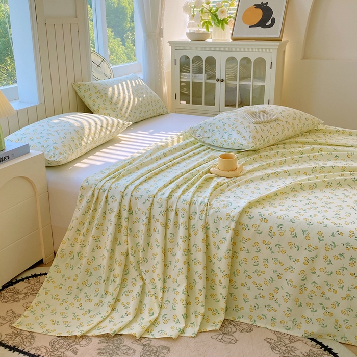 91家纺网 家纺一手货源 找家纺 春皖家纺 2025新款原棉磨毛单床单 床单单件-风格一 知春意