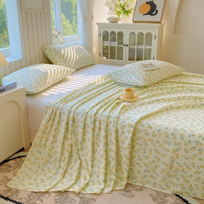 91家纺网 家纺一手货源 找家纺 春皖家纺 2025新款原棉磨毛单床单 床单单件-风格一 知春意